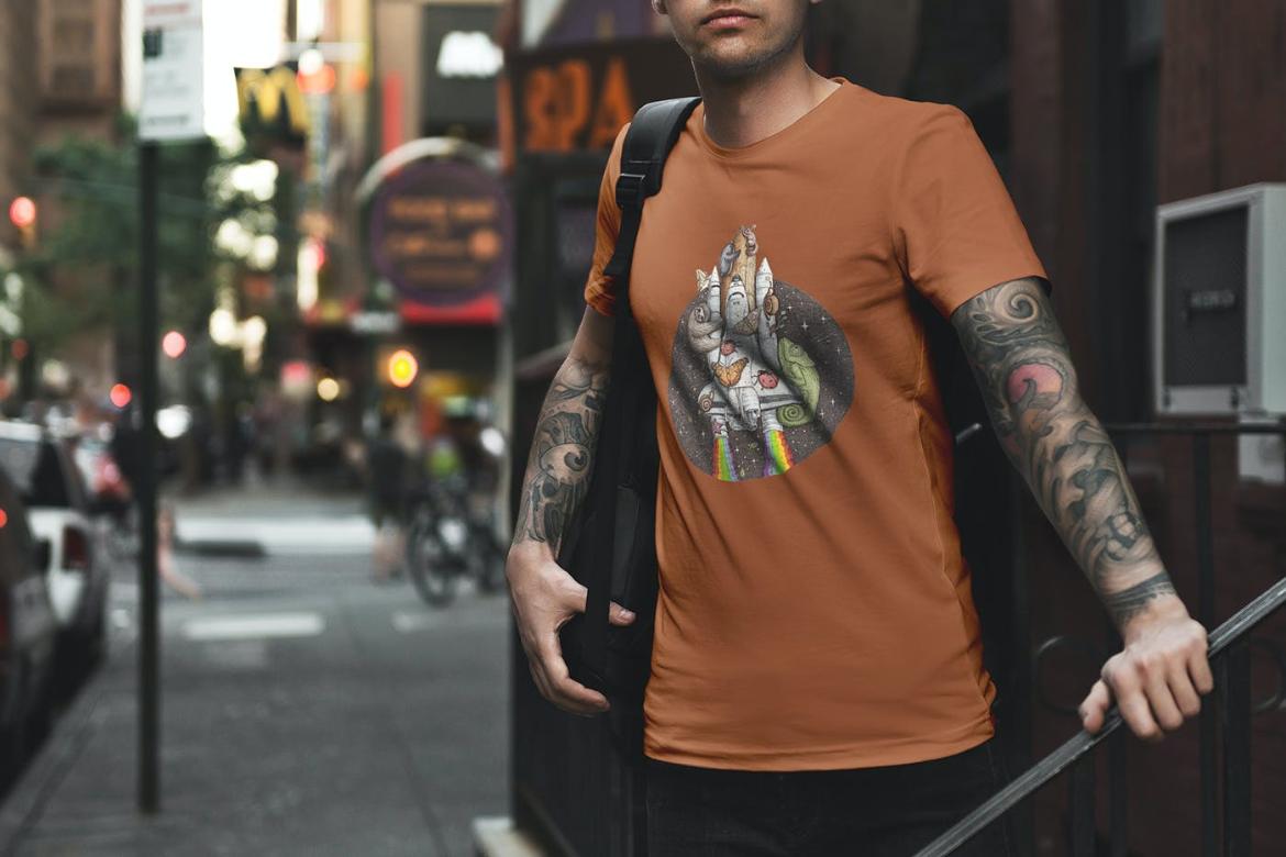 T-Shirt Mockup Male Model New York Scene 03