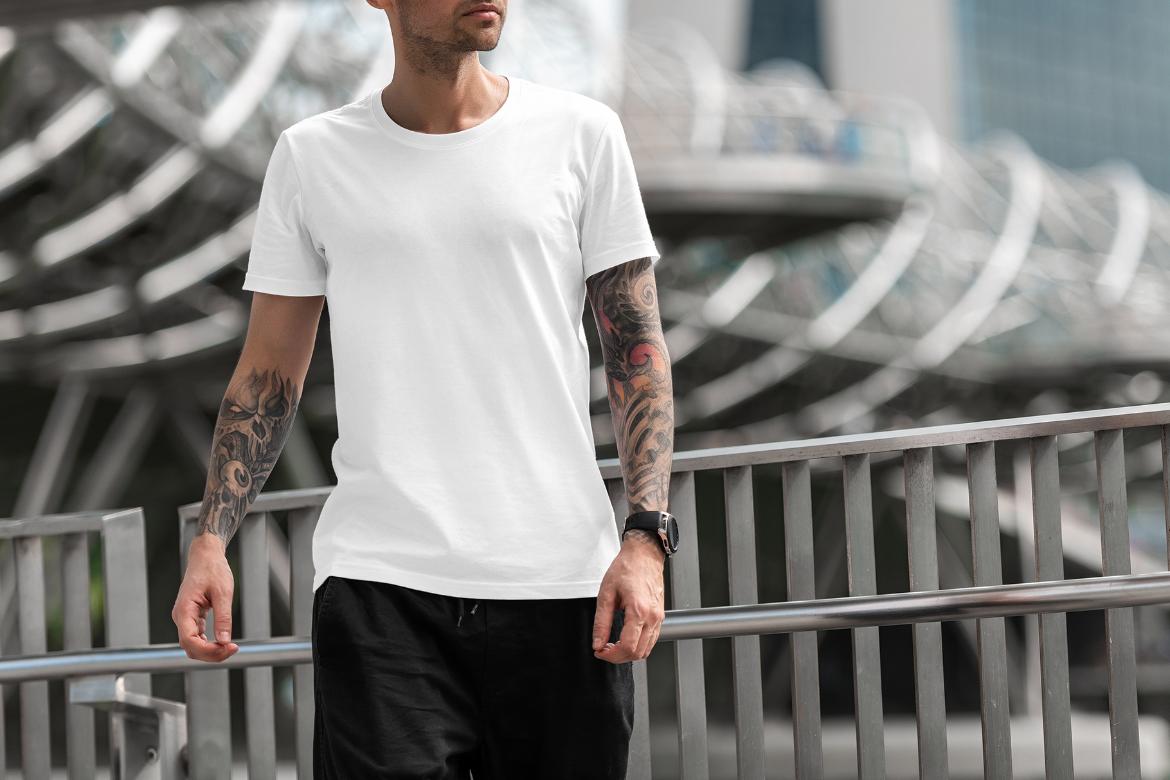T-Shirt Mockup Male Model City Scene 09