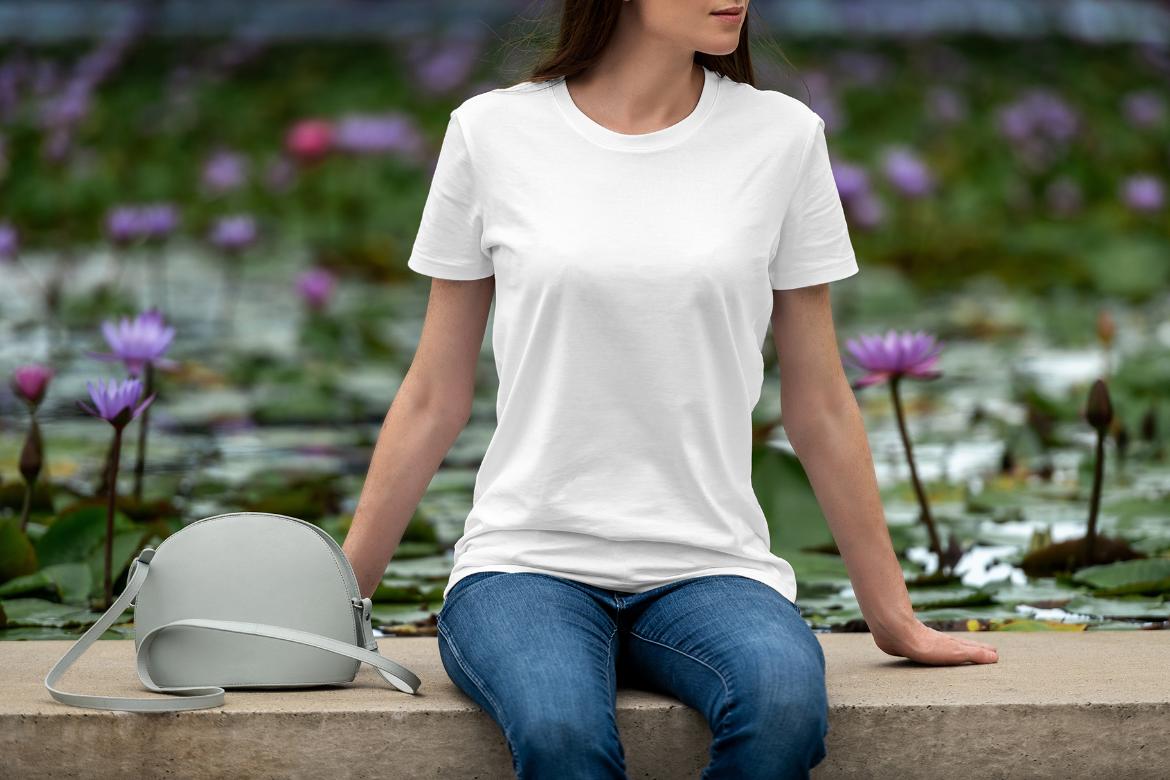 T-Shirt Mockup Female Model City Scene 16